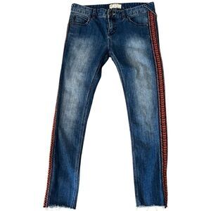 Women's Free People Embroidered Blue Jeans